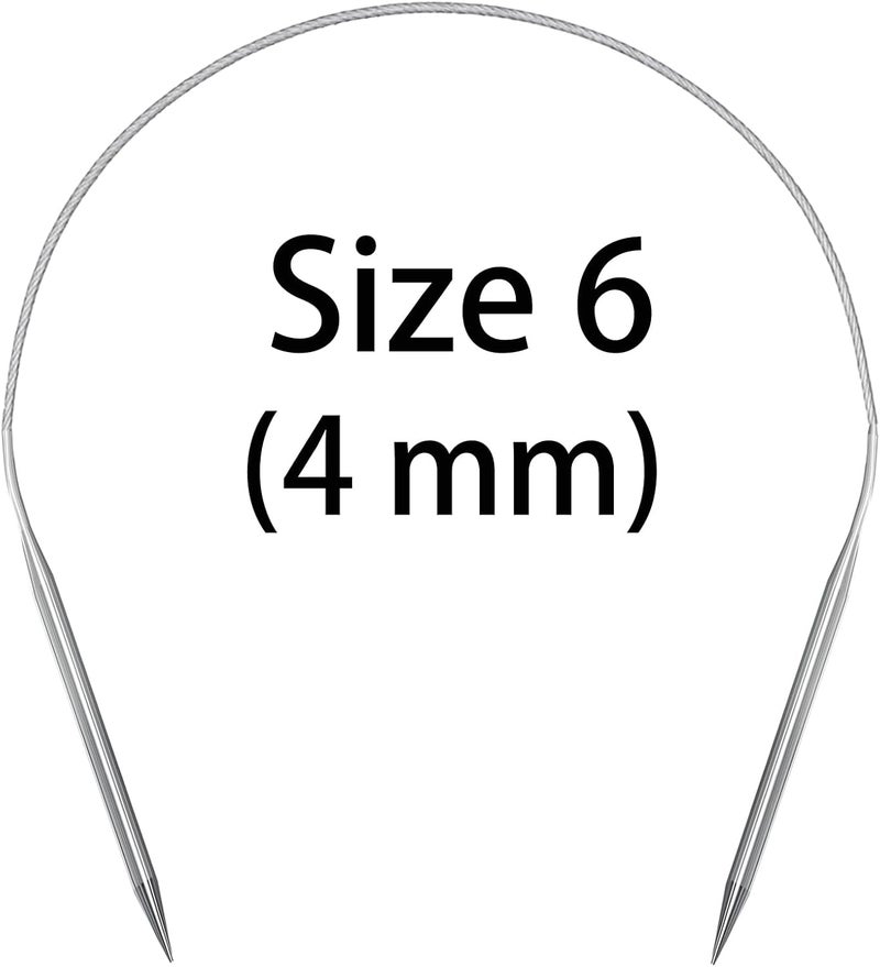 Aolfior Stainless Steel Circular Knitting Needles Size 6 16 Inch 4 mm Set Round Metal (Silver, 16 inch-6-(4mm)) Suitable for Beginners and Experienced Knitters Alike. - Image 3